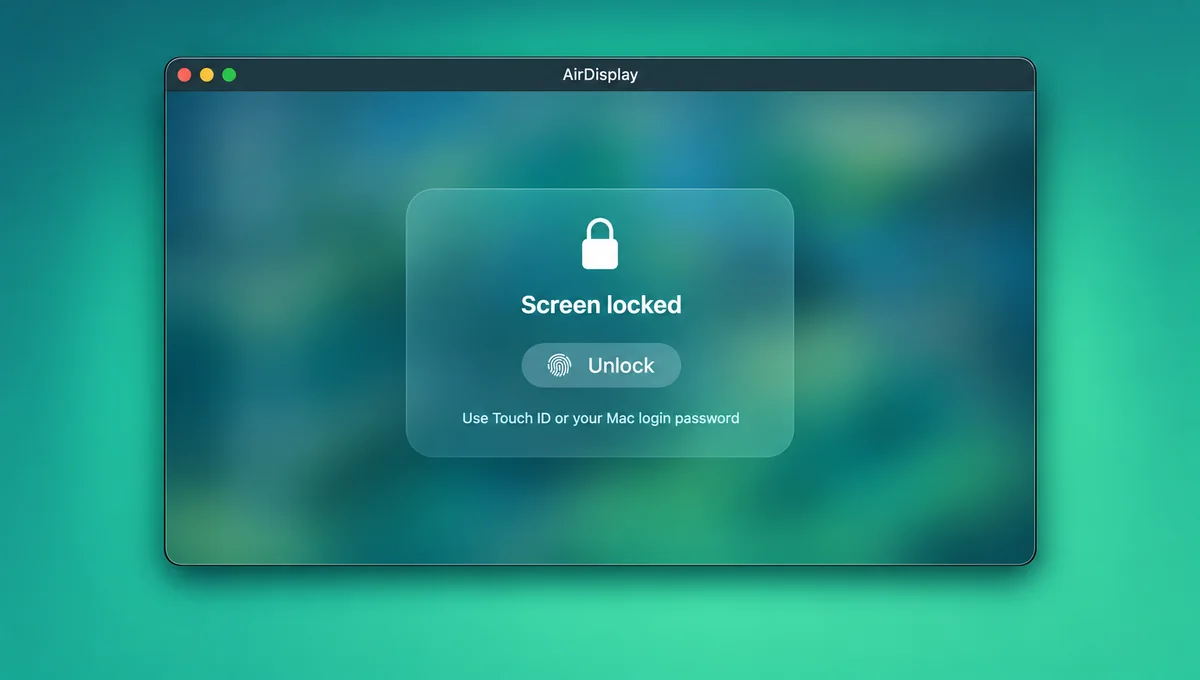 Locked AirDisplay window with an Unlock button