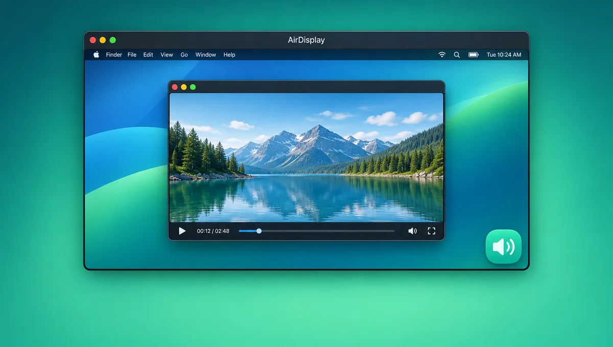 AirDisplay window playing a video with sound on this Mac