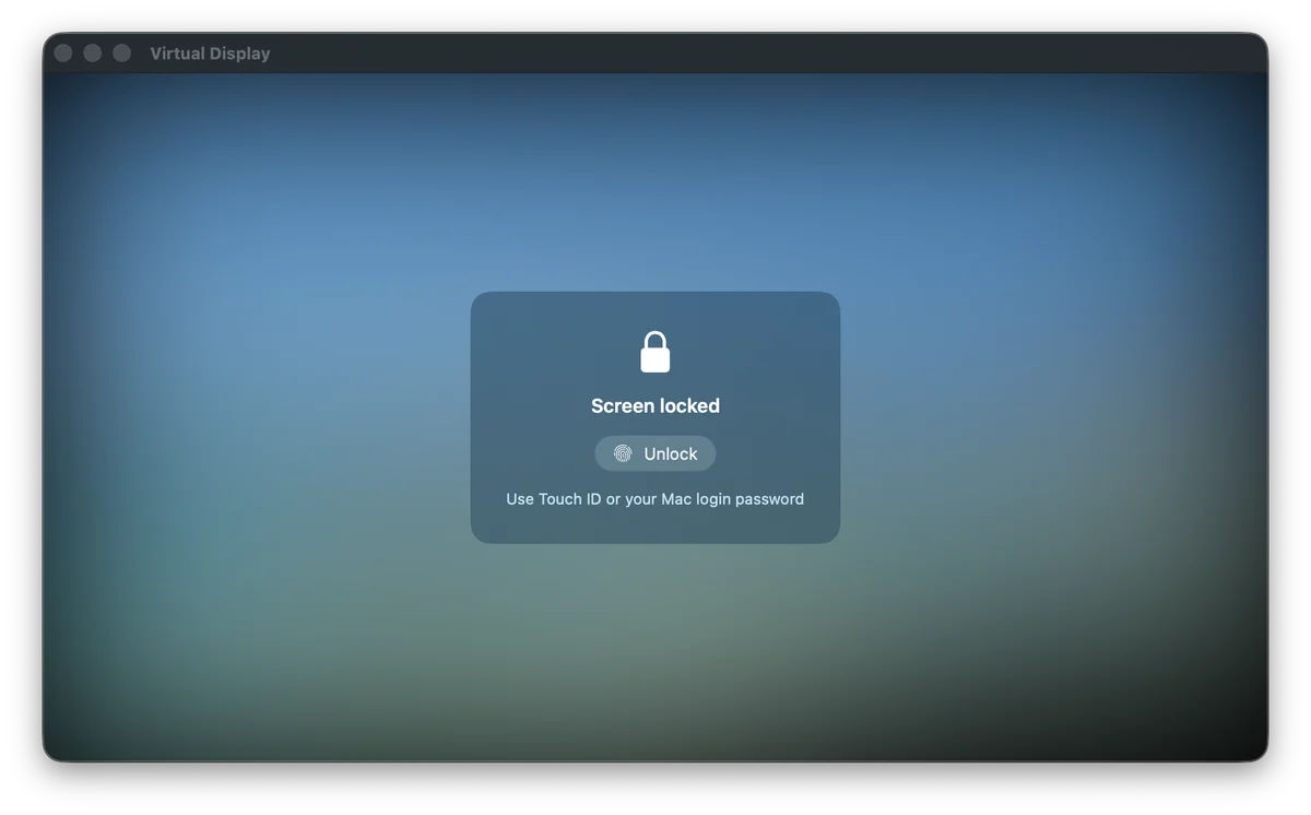 Display window locked until Touch ID or the Mac password is used