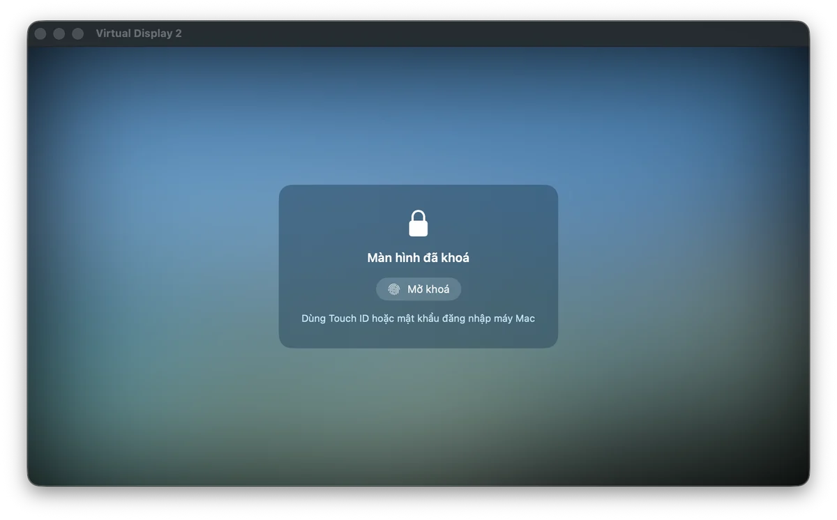 Display window locked until Touch ID or the Mac password is used